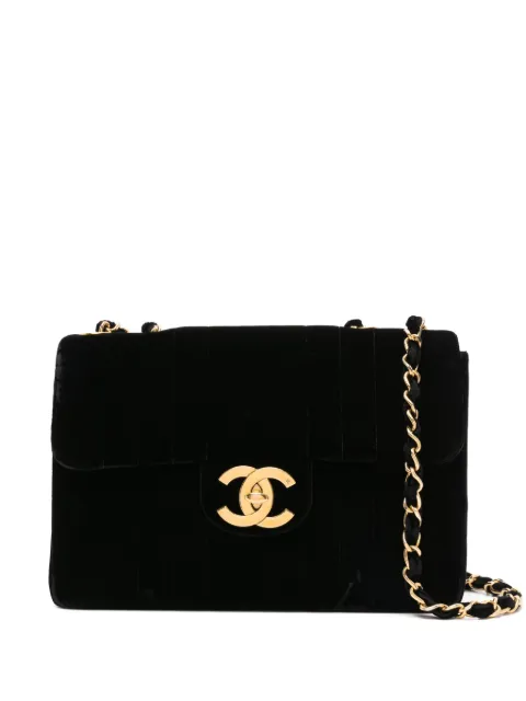 CHANEL Pre-Owned 1994-1996 Jumbo Mademoiselle shoulder bag Black CHANELJUMBOVELLUTO