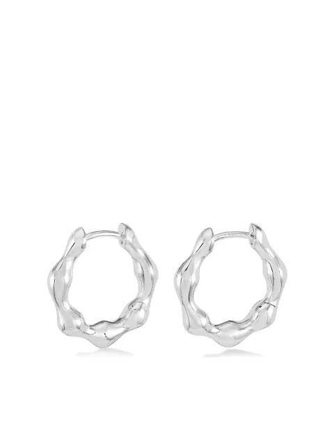 DOWER AND HALL Hinged Huggie hoop earrings Silver HHE14S