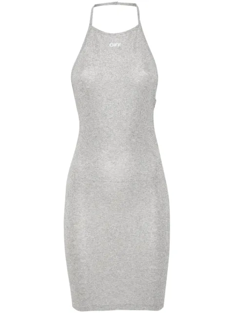 Off-White ribbed-knit lurex mini dress Silver OWDB53HT24FAB0017201