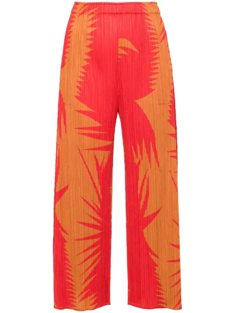 Pleats Please Issey Miyake Piquant cropped trousers Red PP46JF704