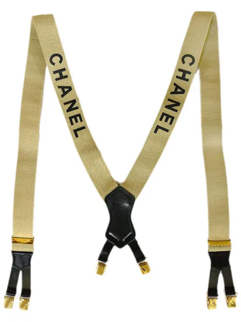 CHANEL Pre-Owned 1990-2000s logo-print suspenders Neutrals DI15
