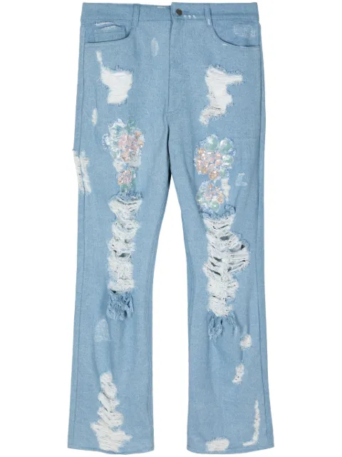 Collina Strada sequin-detail distressed jeans Blue XX6022DENIM