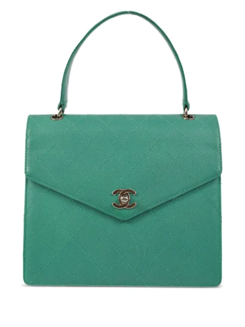 CHANEL Pre-Owned 1998 CC turn-lock diamond-quilted handbag Green 5280237