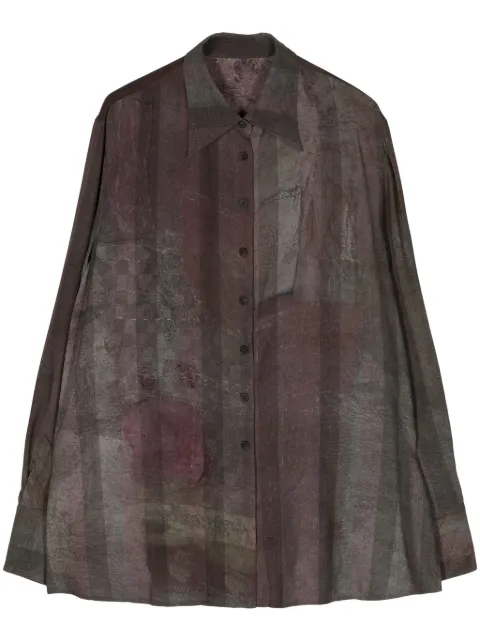 Ziggy Chen striped asymmetric design shirt Grey 0W2410701