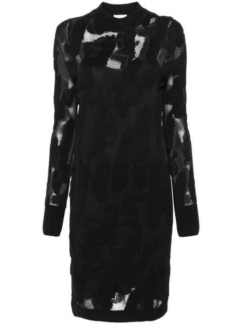 Ferragamo 3D-knit semi-sheer midi dress Black 749072