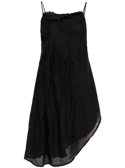 Marc Le Bihan crinkled asymmetric silk minidress Black 2630PE24
