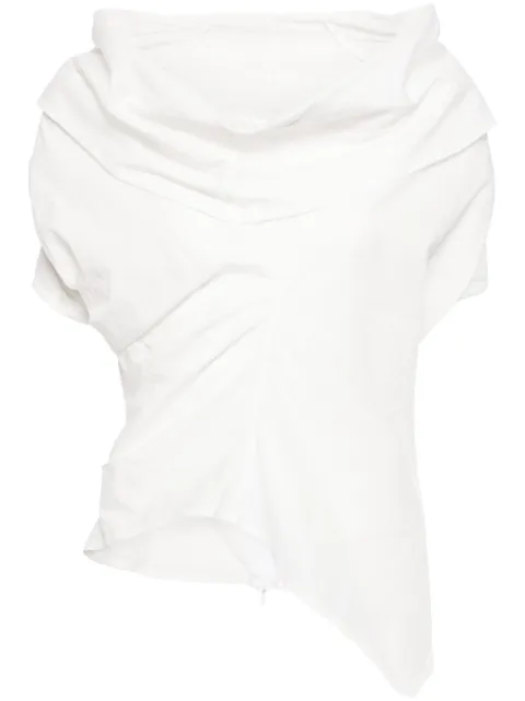 Marc Le Bihan draped asymmetric cotton blouse White 2665PE24
