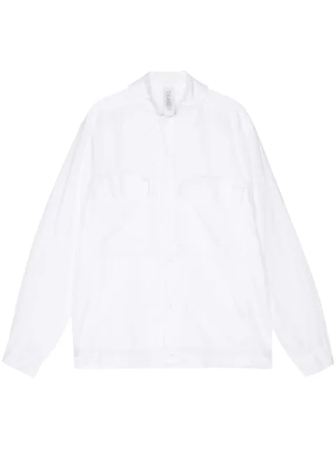 Transit long-sleeve cotton-linen blend shirt White CFUTRWV313WHT
