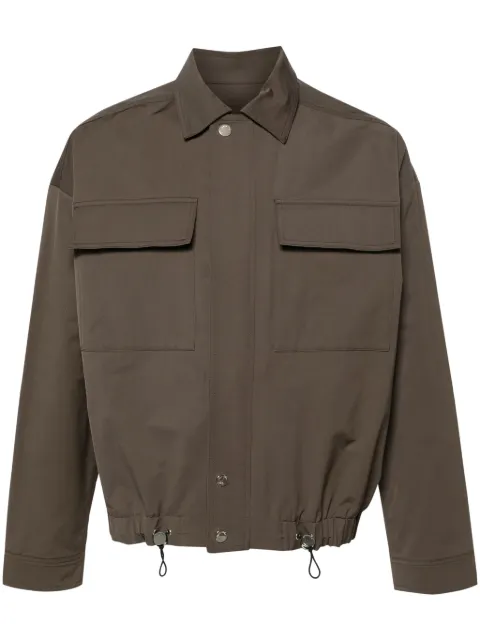 Nanushka drawstring twill shirt jacket Brown NM24PFJK00797