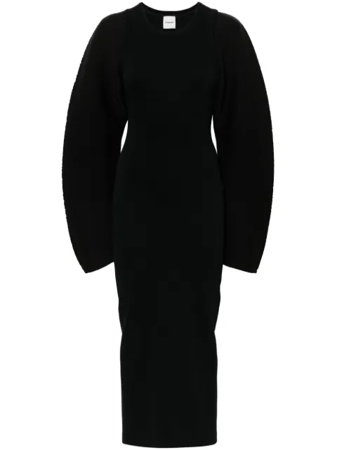 Nanushka layered sculpted-sleeves midi dress Black NW24PFBS21599