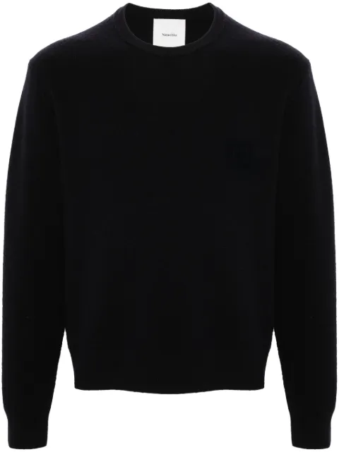 Nanushka motif-embroidered wool jumper Blue NM24PFSW00357