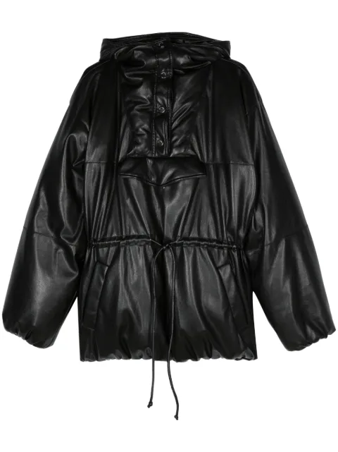 Nanushka faux-leather hooded puffer coat Black NU24PFJK00299