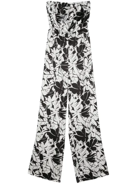 Michael Michael Kors palm tree-print satin jumpsuit Black MS4829AB0N