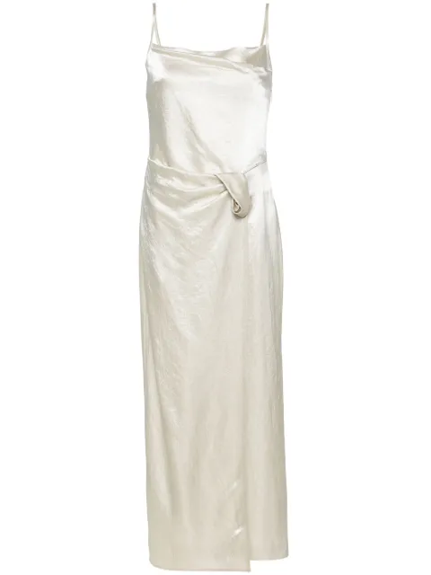 Nanushka ruched-detailing satin midi dress Neutrals NW24PFBS13171