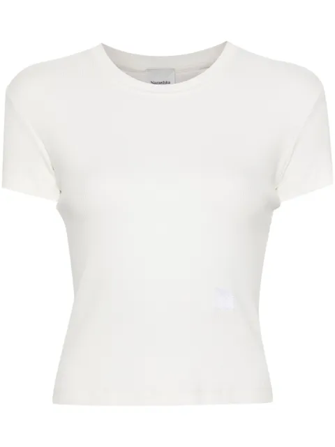 Nanushka logo-embroidered ribbed T-shirt White NW24PFTP2490