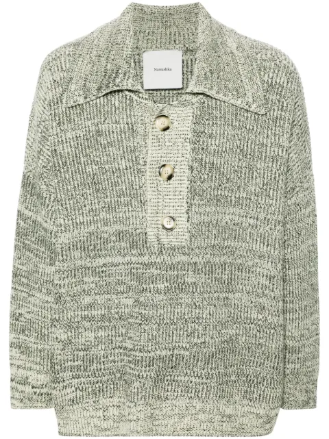 Nanushka mélange wool-blend polo top Neutrals NU24PFSW00699