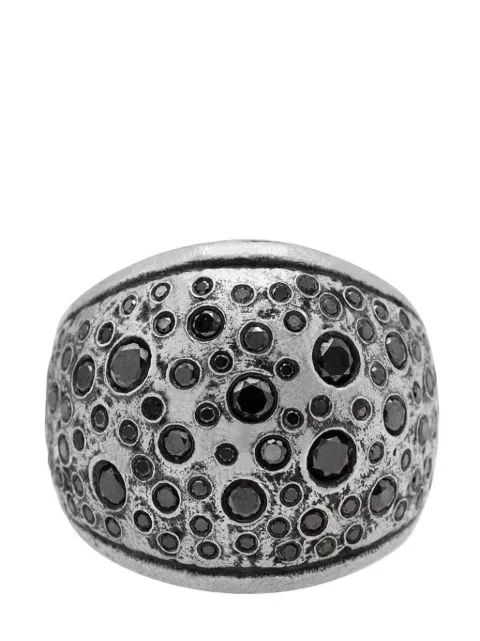 John Varvatos Stardust black-diamond wide-band ring Silver JVRSSBD2007