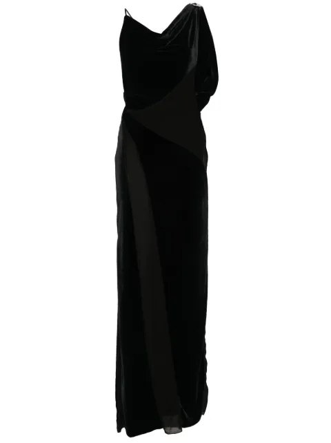 Coperni logo-plaque panelled maxi dress Black COPR72279
