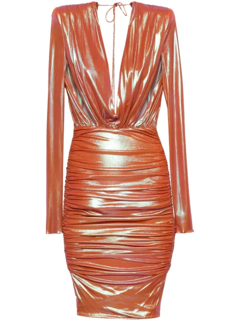 Alexandre Vauthier draped-detail midi dress Orange 241DR20642064
