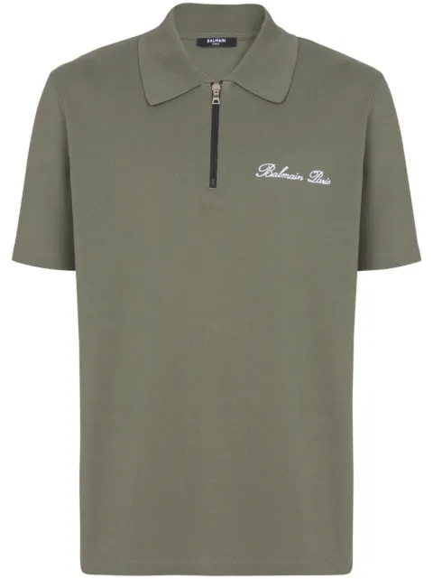Balmain embroidered-logo polo shirt Green DH1GC028BC78
