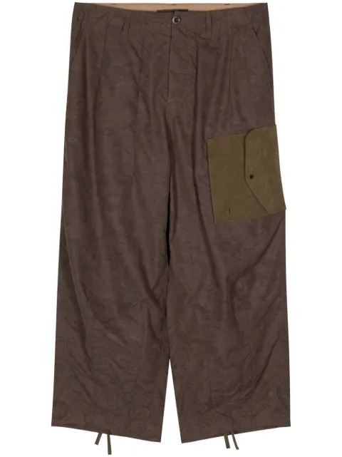 Ten C camouflage-print wide-leg trousers Brown 24CTCUP04185T06556