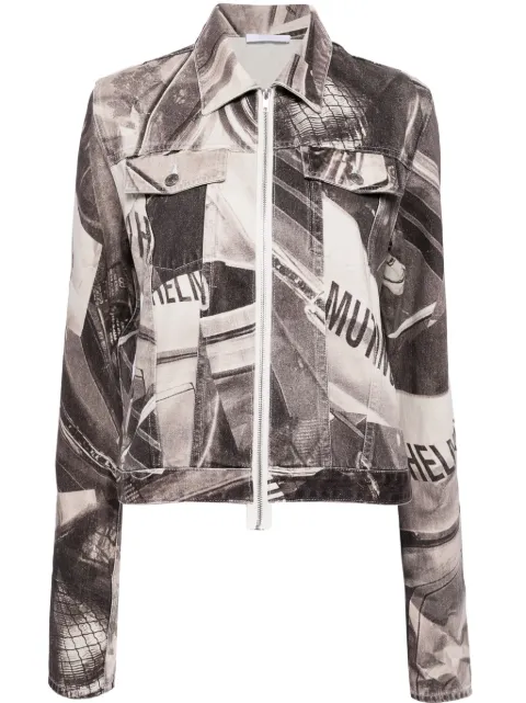 Helmut Lang graphic-print zip-up jacket Black O01DW102