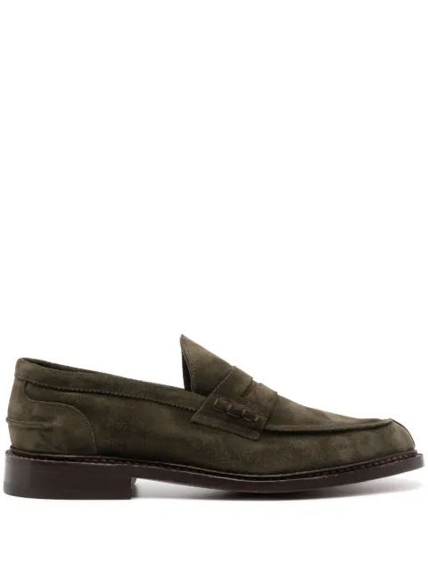 Tricker's Adam suede penny loafers Green 795616