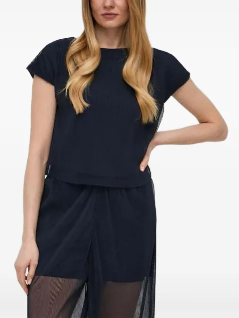 Armani Exchange pleated short-sleeved blouse Blue 3DYH10YN8QZ