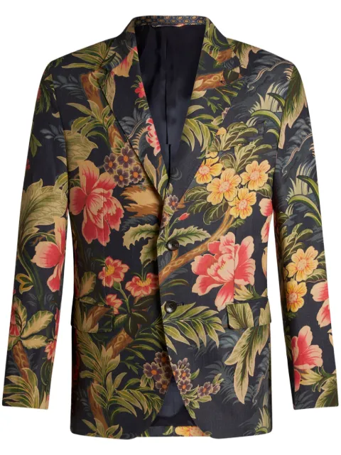 ETRO floral-print single-breasted blazer Blue MRCA002099SPC03