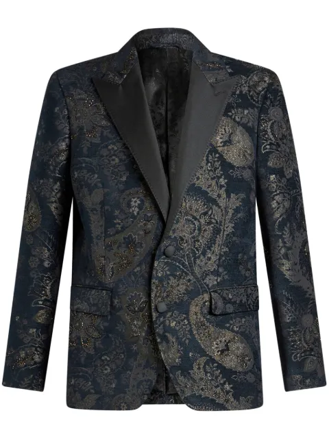 ETRO peak-lapel jacquard blazer Blue MRCA0011AR243