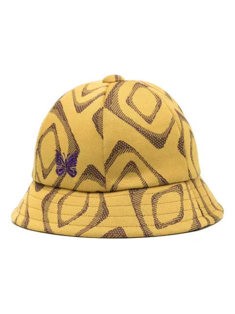 Needles abstract-print bucket hat Yellow OT053