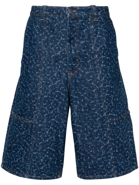 Maison Kitsuné Abstract Daisy-print denim shorts Blue MM01404WW5024