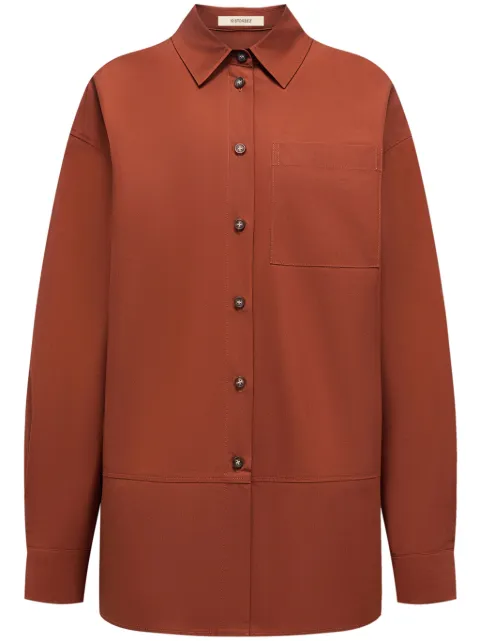 12 STOREEZ drop-shoulder cotton shirt Brown 125618