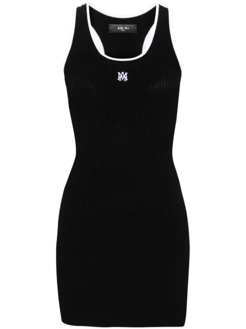 AMIRI mini contrasting-trim ribbed-knit dress Black AWKNRS1008