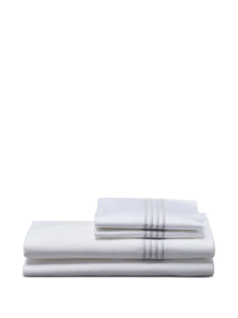 Thom Browne 4-Bar sheet set (240cm x 305cm) White UXU081AF0484