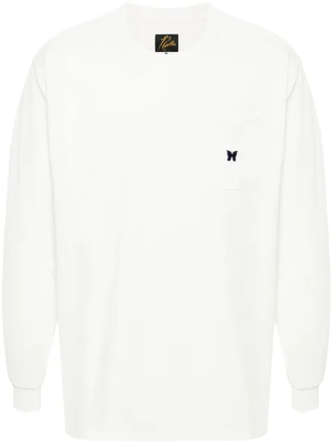Needles butterfly-embroidered T-shirt Neutrals OT261