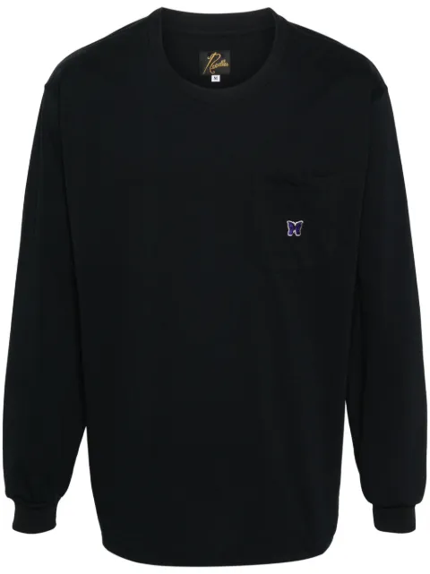 Needles butterfly-embroidered T-shirt Black OT261