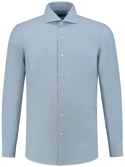 Finamore 1925 Napoli long-sleeved cotton-blend shirt Blue 045517C028
