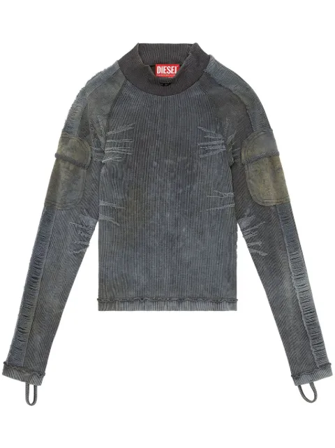 Diesel Awtee-Ashley-WT04 distressed panelled T-shirt Grey A154480JPAN