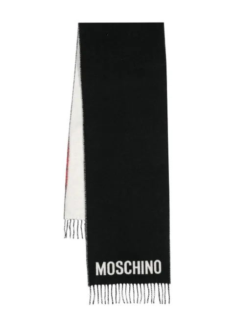 Moschino logo-intarsia wool scarf Black 30818M3165