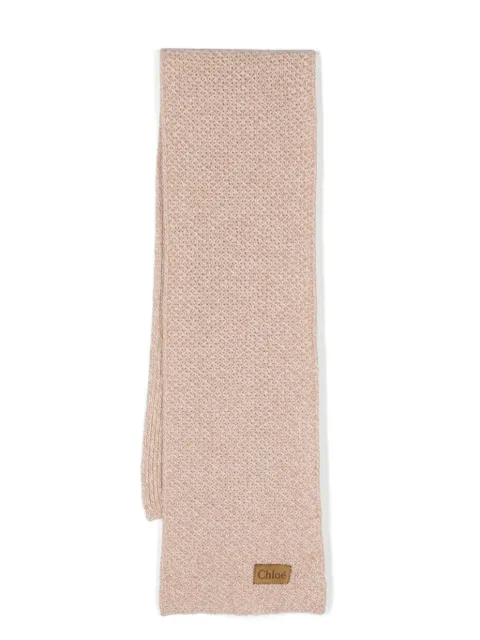 Chloé logo-patch chunky-knit scarf Neutrals CHC23WT061CAK