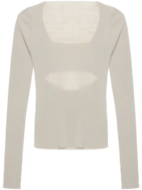 QUIRA long-sleeve ribbed-knit top Neutrals Q789KA