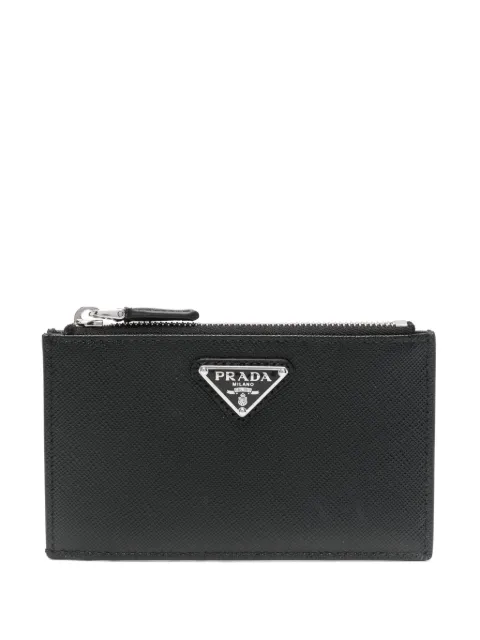 Prada enamel triangle-logo leather wallet Black 2MC086QHH01