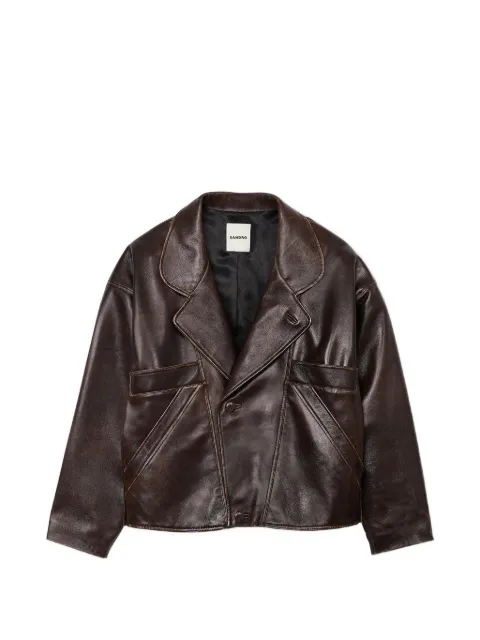 SANDRO oversized leather jacket Brown SFPBL00946