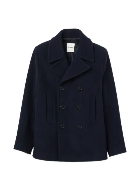 SANDRO straight-fit wool-blend coat Blue SHPMA00373