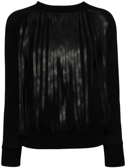 Neil Barrett fringed long-sleeve sweatshirt Black PNJS45CC620C