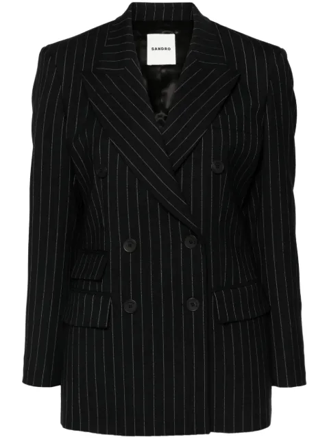 SANDRO pinstriped double-breasted blazer Black SFPVE01114