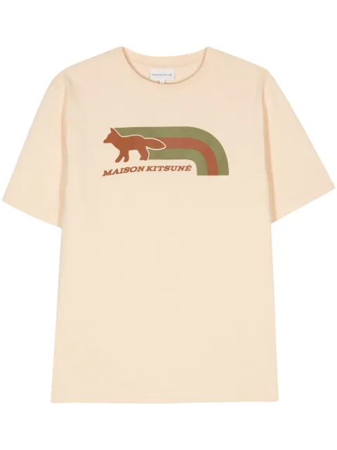 Maison Kitsuné flash fox-motif cotton T-shirt Neutrals MM00113KJ0118