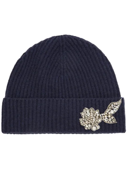 ERDEM crystal-embellished ribbed-knit beanie Blue PF24F1H1ENCNAVY