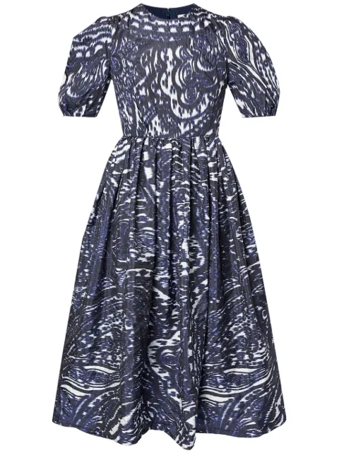 ERDEM puff-sleeve midi dress Blue PF24R1D41BLPTTPAISLEYTAFFETA